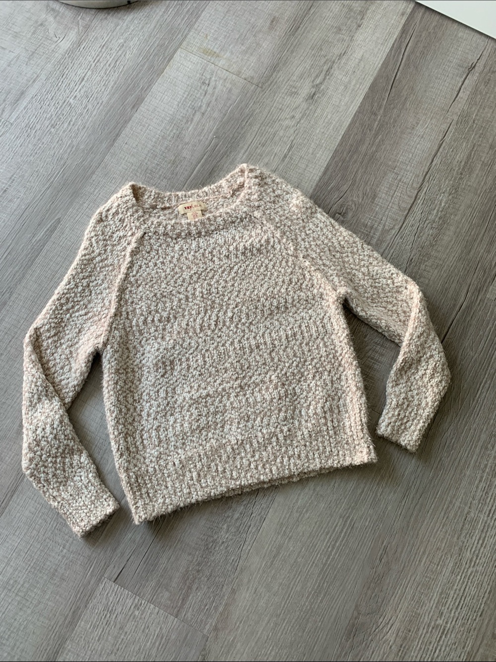 Yes Lola Cozy Bouclé Crewneck Sweater in Light Cream - Women's, Size XS.